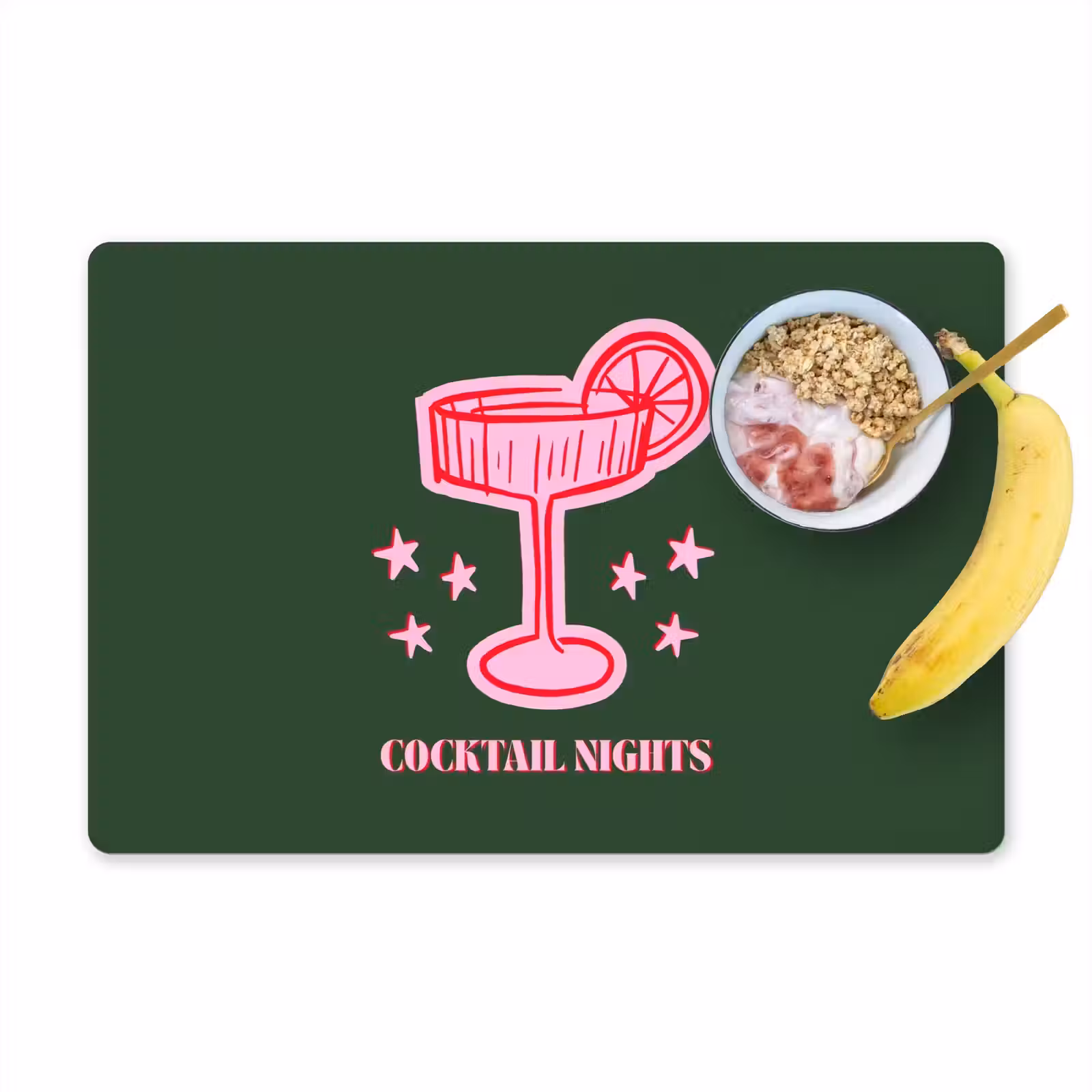 Placemat - 6 stuks - Cocktail - Kerst - Roze - Groen — 1