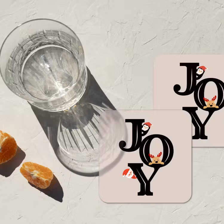 Onderzetter - Joy - Animatie - Zwart - Kerst — 2