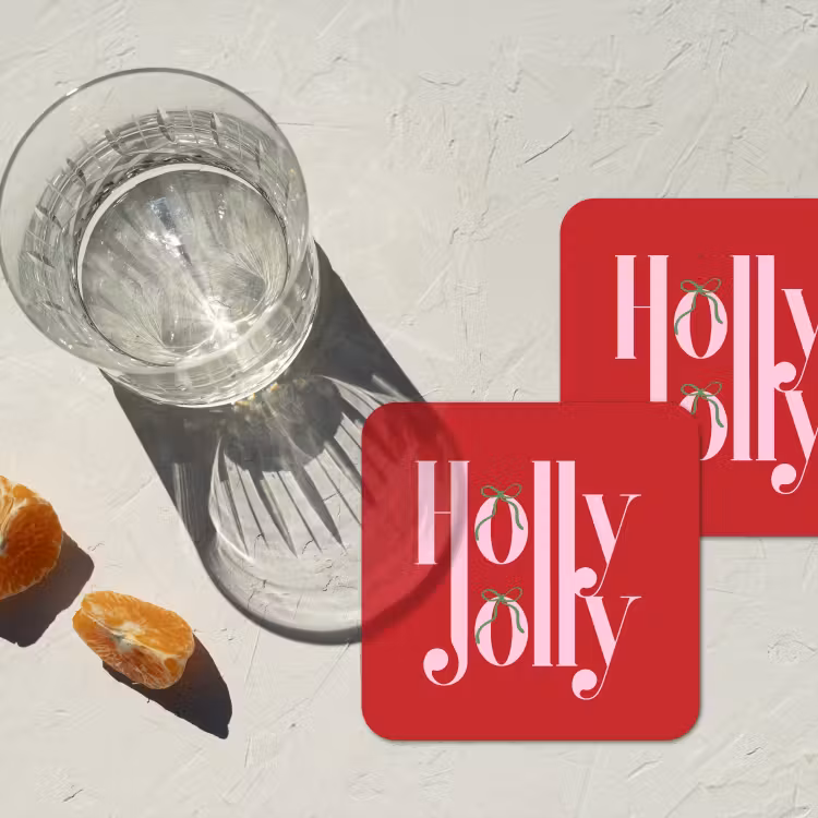 Onderzetter - Kerst - Roze - Rood - Tekst — 2