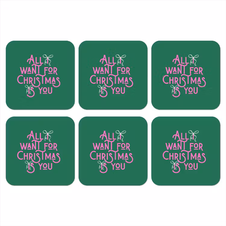 Onderzetter - Kerst - Tekst - Roze - Groen — 1