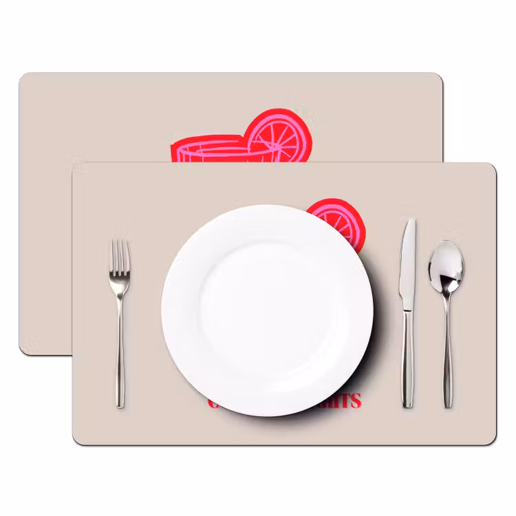 Placemat - 6 stuks - Cocktail - Kerst - Beige - Roze — 2