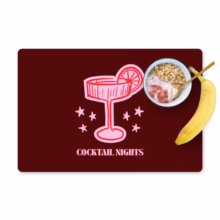 Placemat - 6 stuks - Cocktail - Kerst - Burgundy - Roze — 1