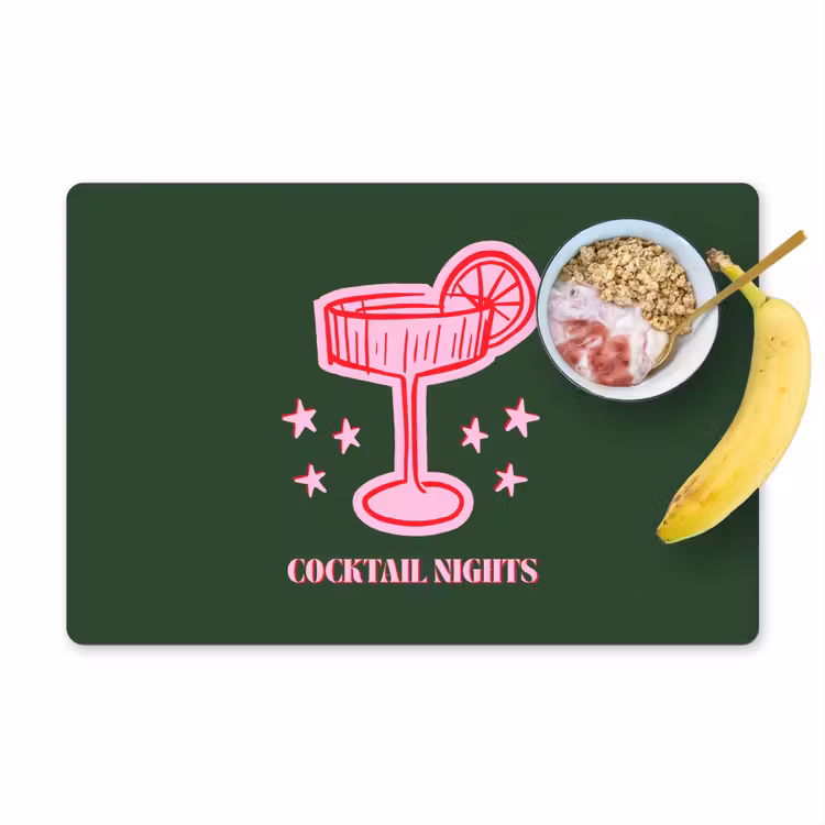 Placemat - 6 stuks - Cocktail - Kerst - Roze - Groen — 1