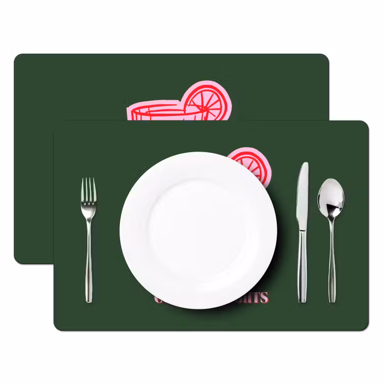 Placemat - 6 stuks - Cocktail - Kerst - Roze - Groen — 2