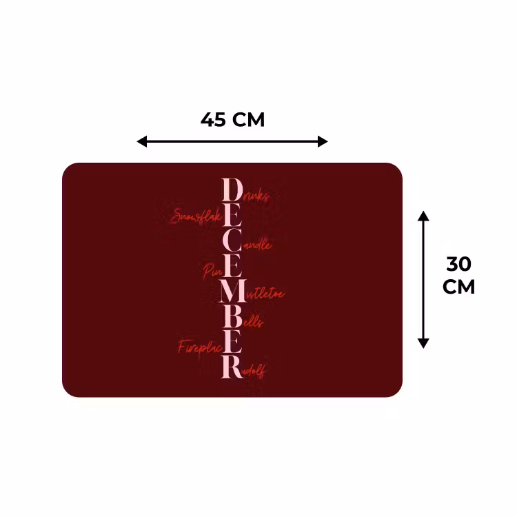 Placemat - 6 stuks - December - Tekst - Kerst - Burgundy — 3
