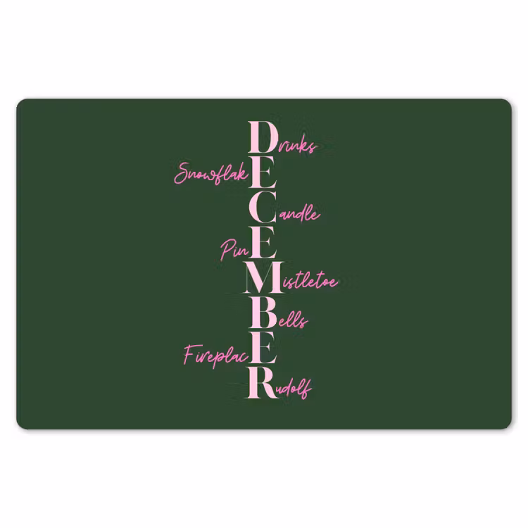 Placemat - 6 stuks - December - Tekst - Kerst - Groen — 7