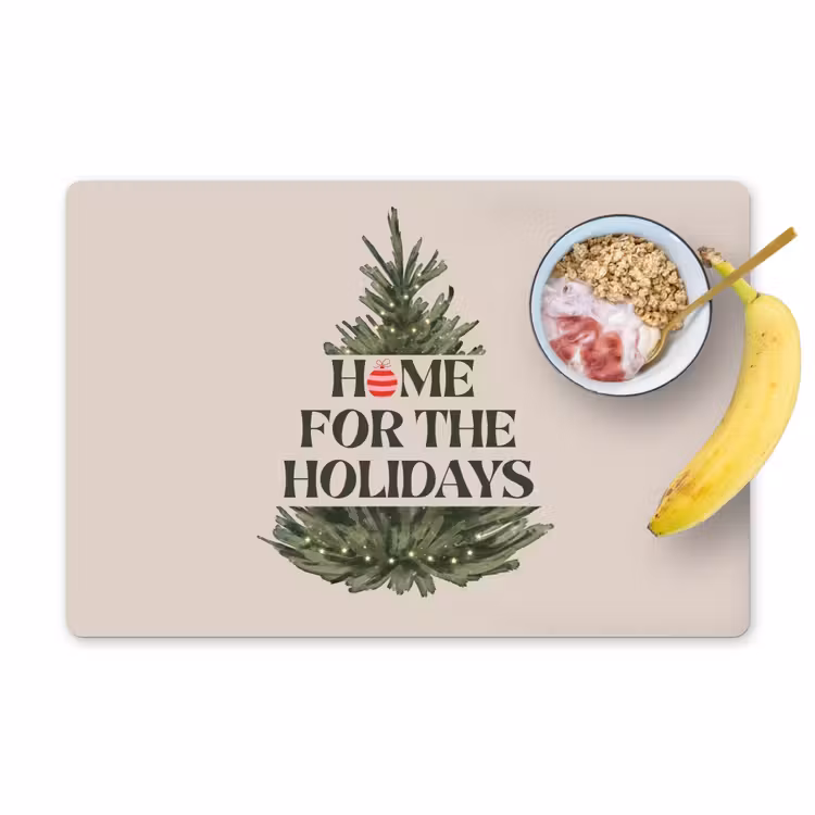 Placemat - 6 stuks - Kerst - Tekst - Kerstboom - Beige — 1