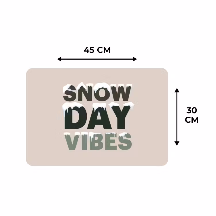 Placemat - 6 stuks - Sneeuw - Tekst - Kerst - Beige — 3