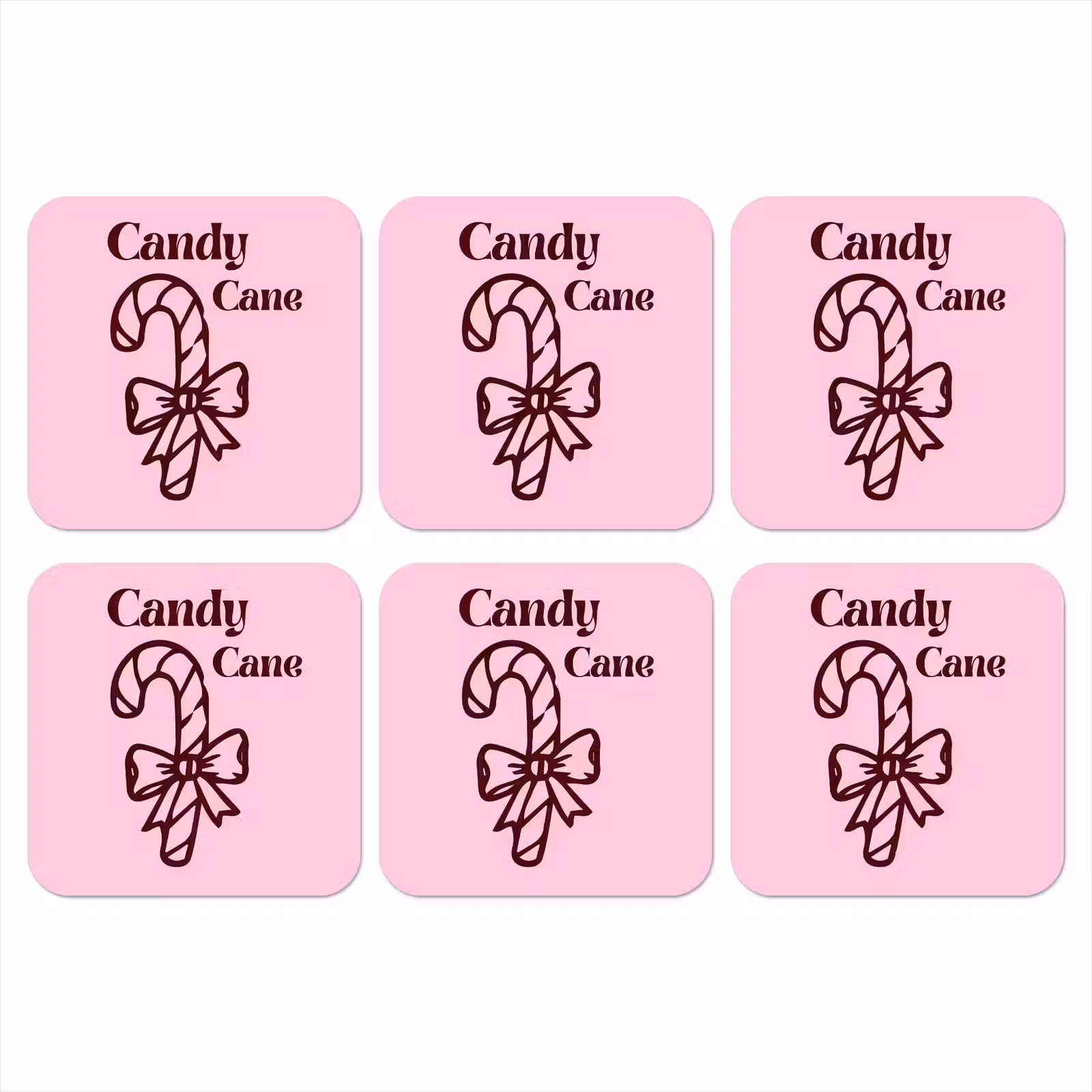 Onderzetter - Kerst - Snoep - Tekst - Bruin - Roze — 1