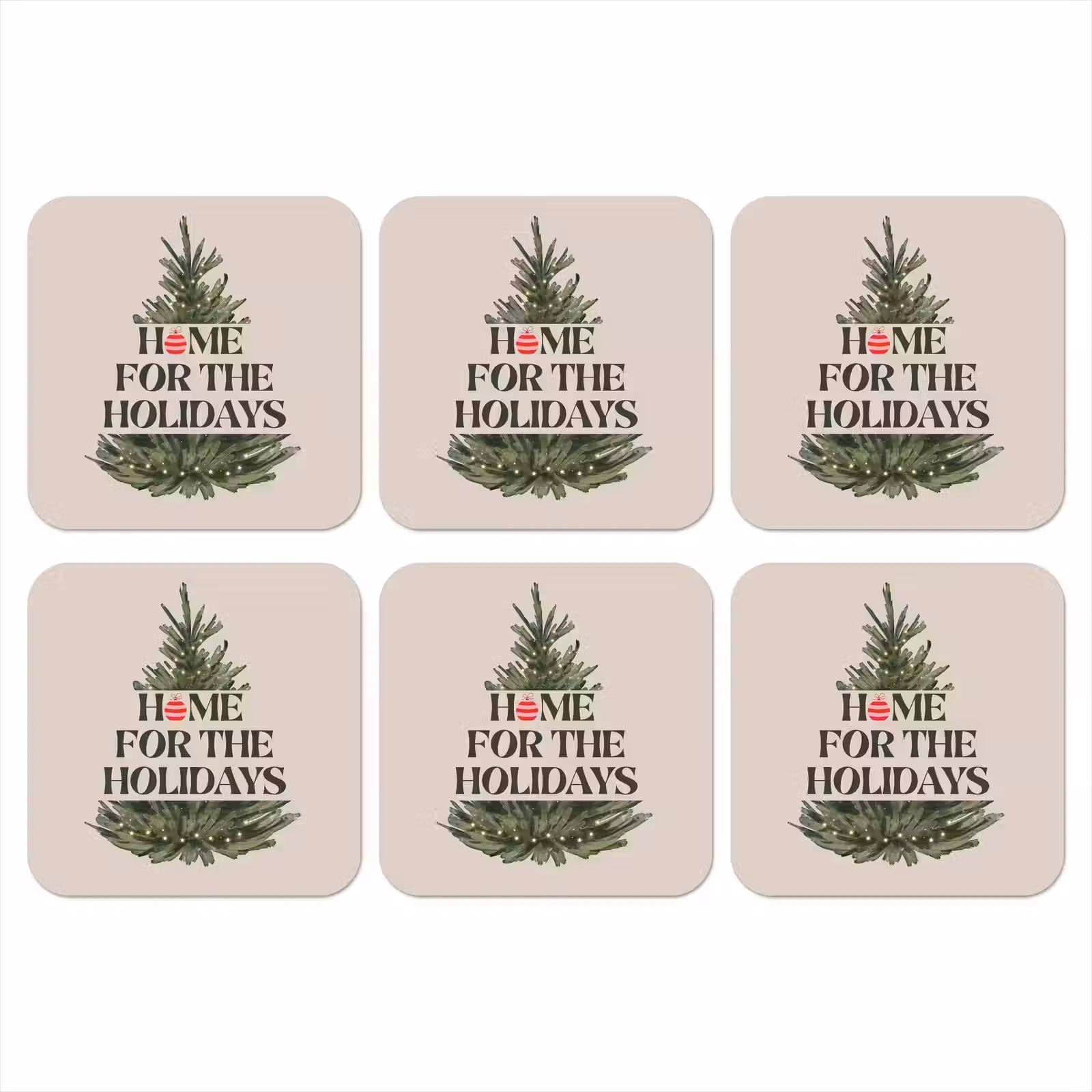 Onderzetter - Kerst - Tekst - Kerstboom - Beige — 1