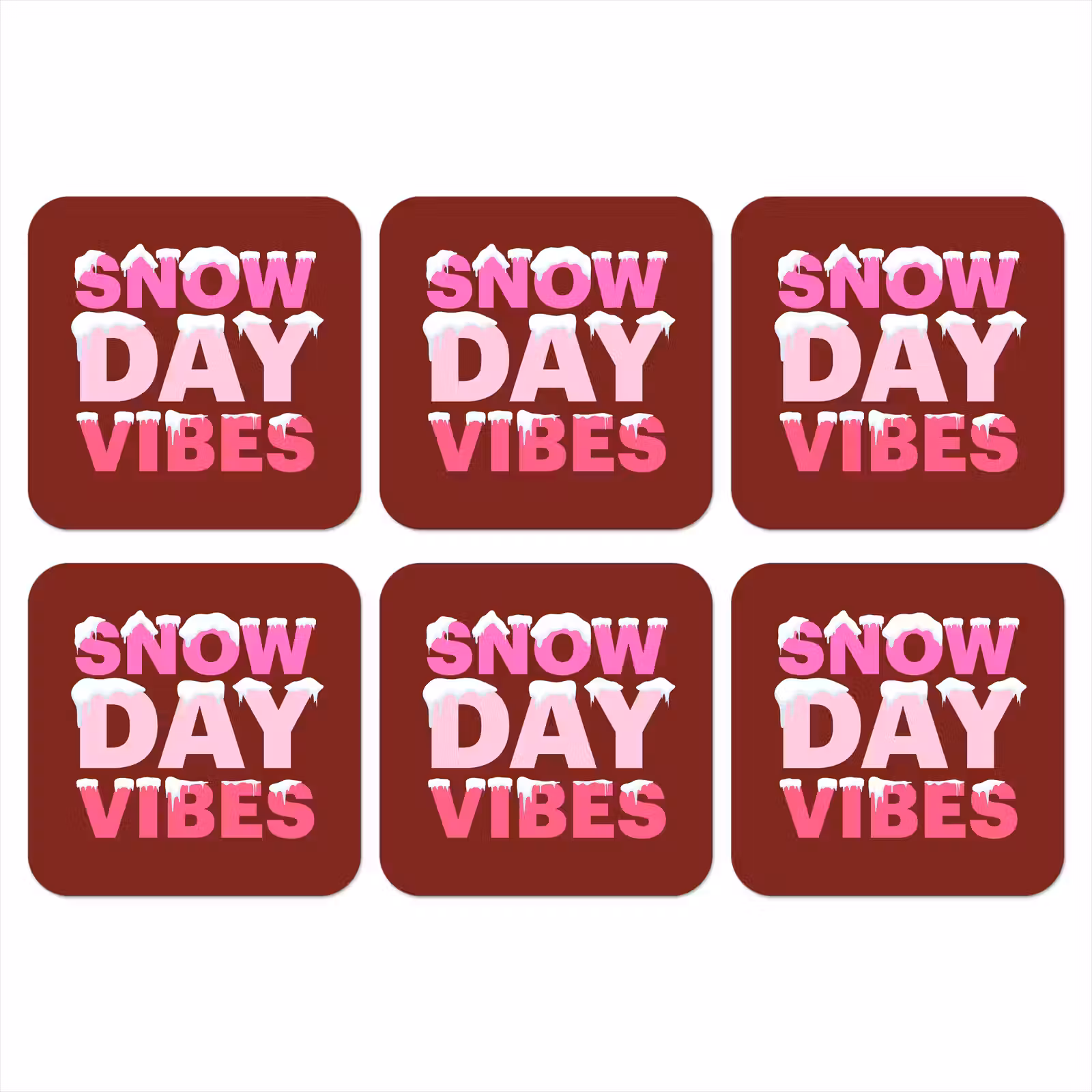 Onderzetter - Kerst - Tekst - Sneeuw - Rood - Roze — 1