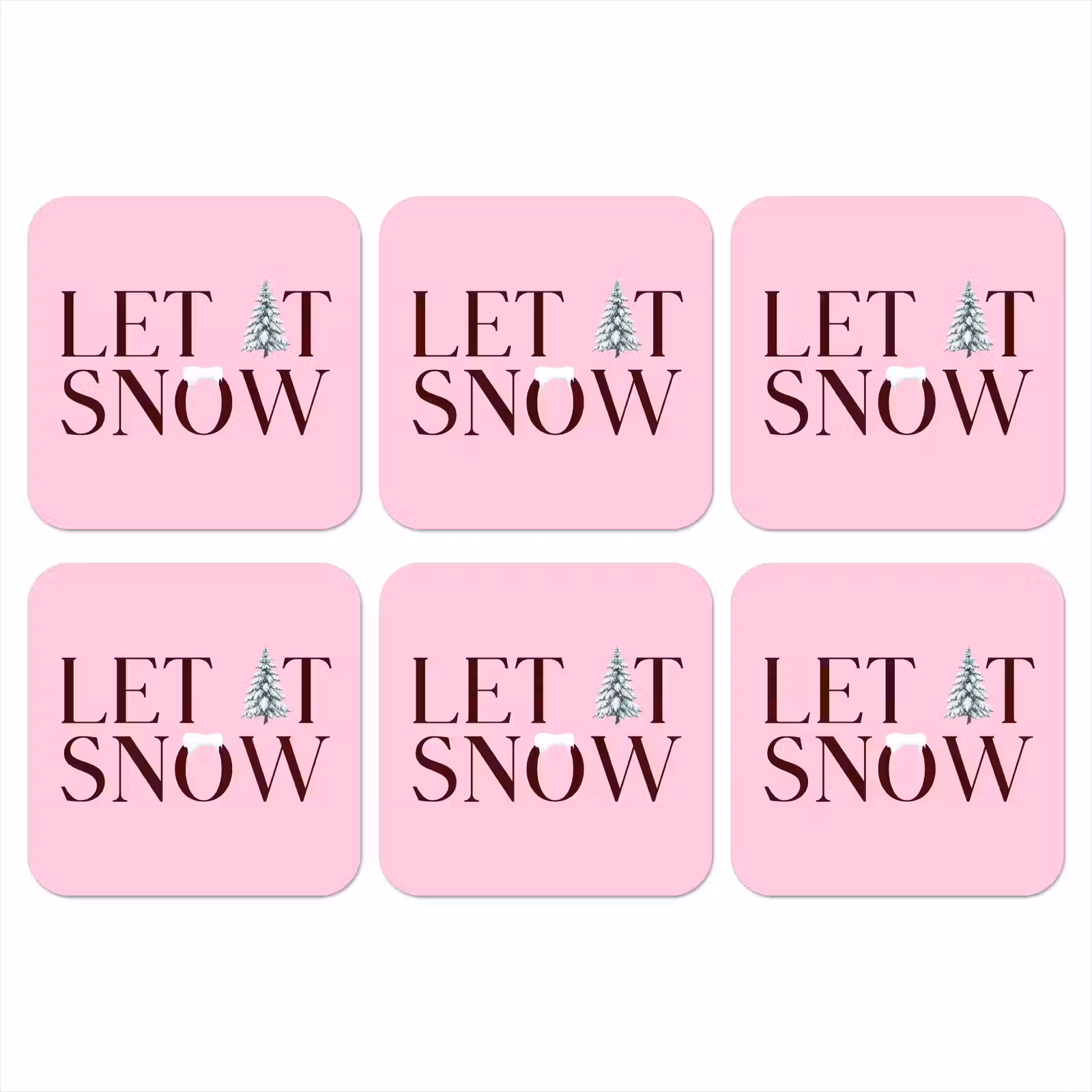 Onderzetter - Kerst - Tekst - Sneeuw - Roze — 1