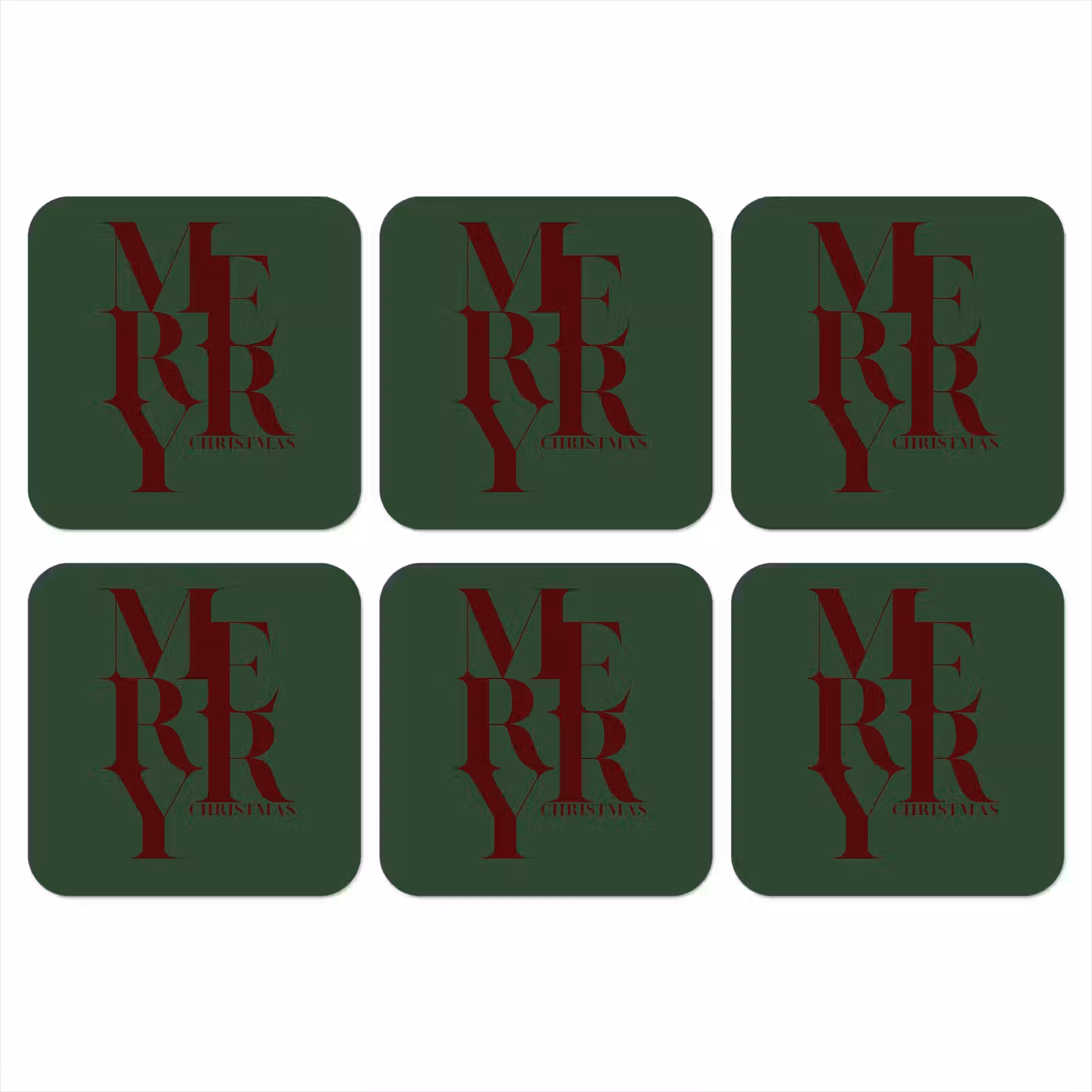 Onderzetter - Merry - Tekst - Groen - Kerst — 1