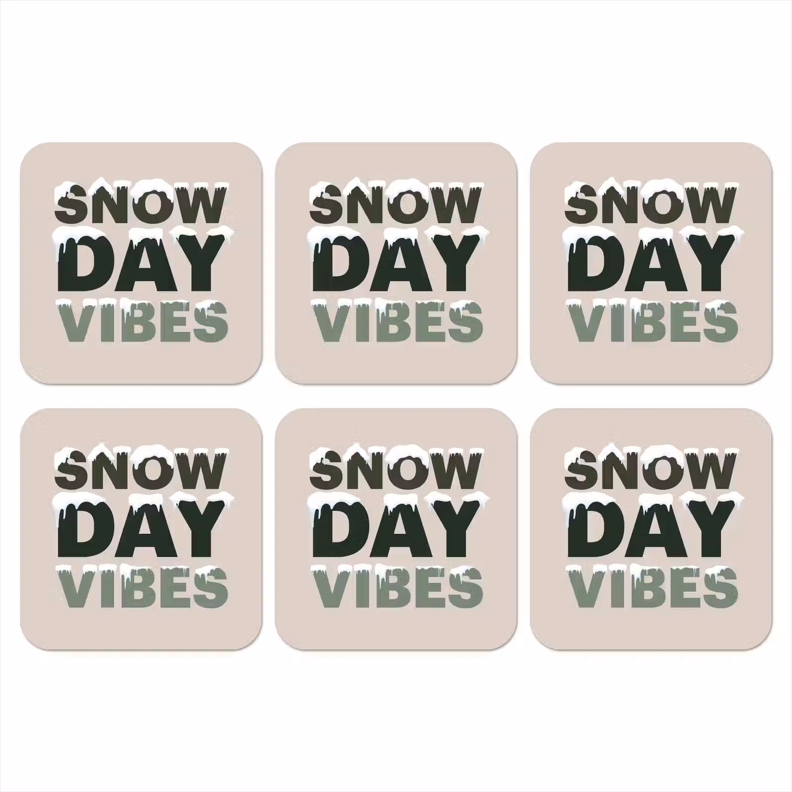 Onderzetter - Sneeuw - Tekst - Kerst - Beige — 1