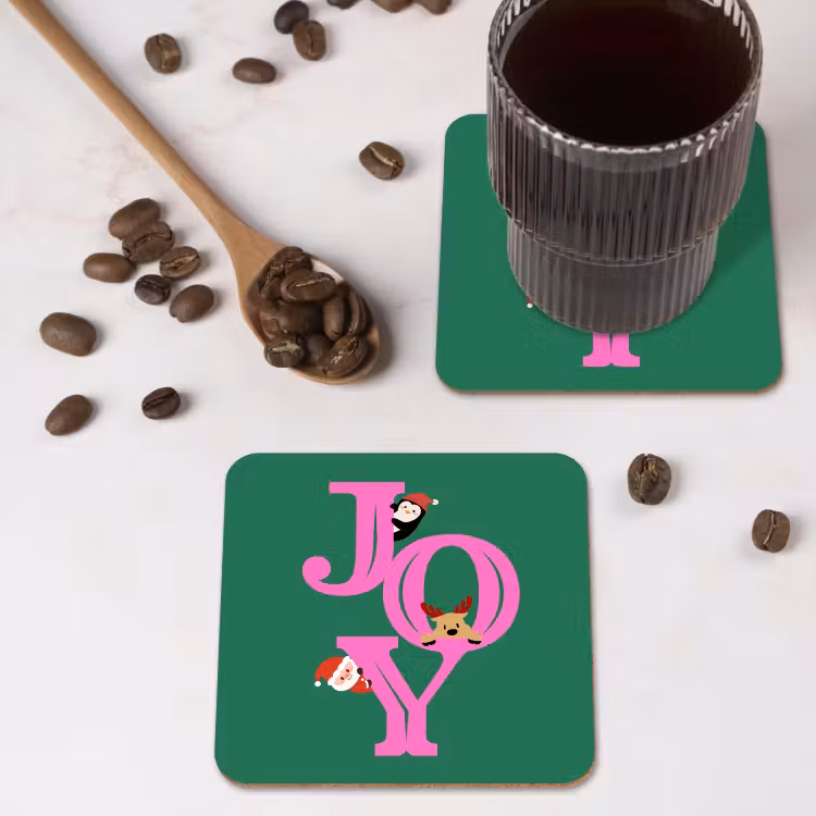 Onderzetter - Joy - Kerst - Animatie - Roze - Groen — 4