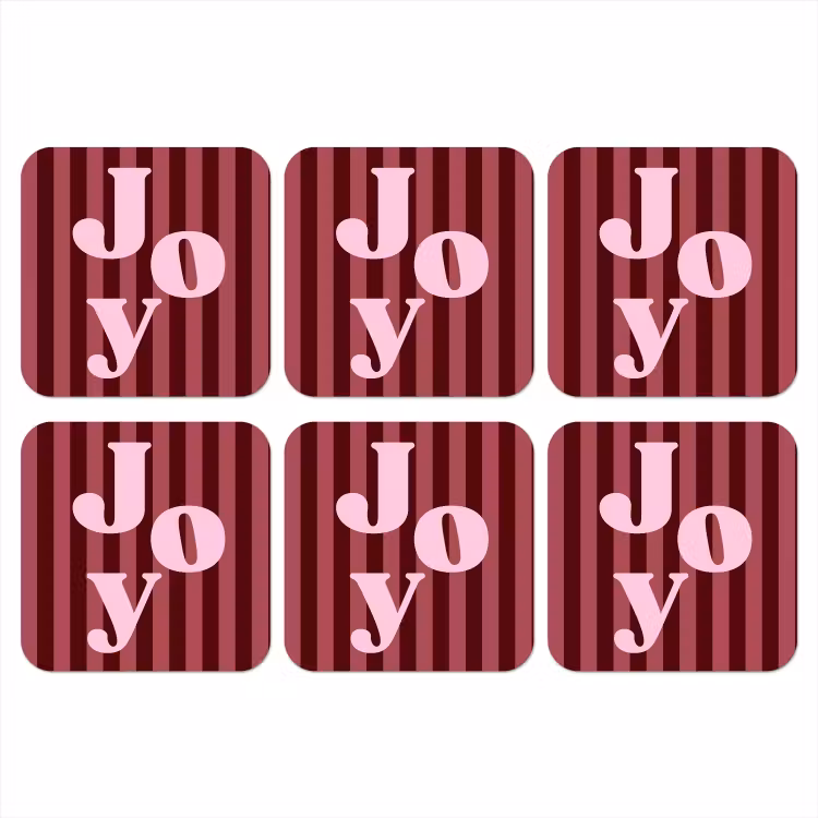 Onderzetter - Joy - Kerst - Tekst - Roze — 1