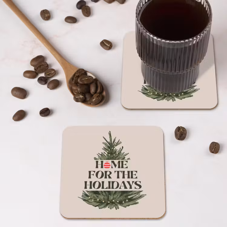 Onderzetter - Kerst - Tekst - Kerstboom - Beige — 4