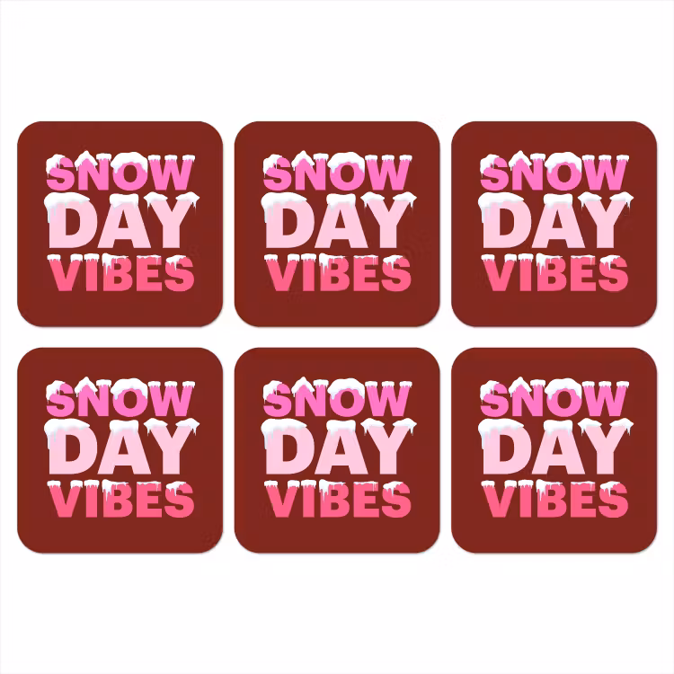 Onderzetter - Kerst - Tekst - Sneeuw - Rood - Roze — 1