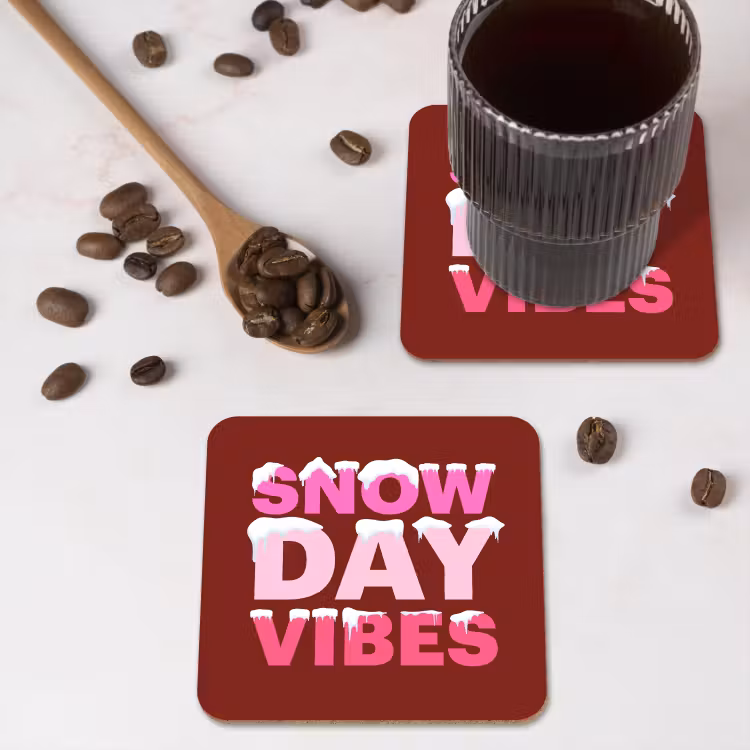 Onderzetter - Kerst - Tekst - Sneeuw - Rood - Roze — 4
