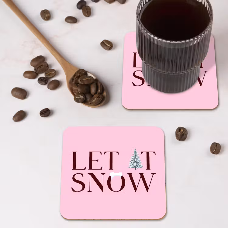 Onderzetter - Kerst - Tekst - Sneeuw - Roze — 4