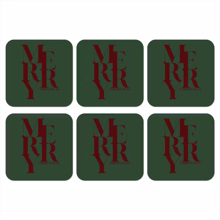 Onderzetter - Merry - Tekst - Groen - Kerst — 1