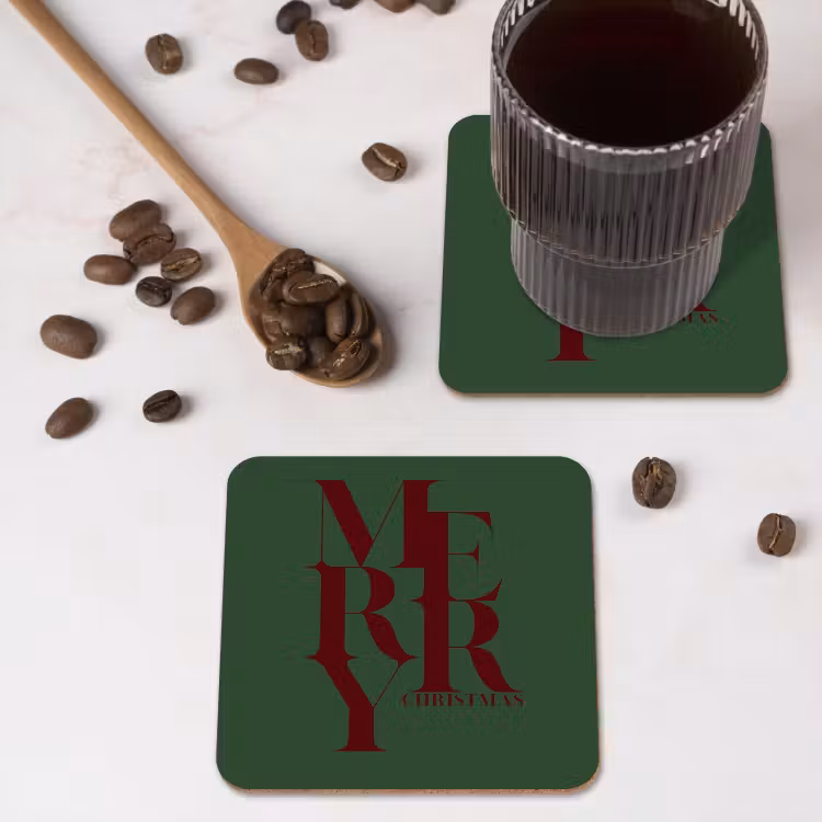 Onderzetter - Merry - Tekst - Groen - Kerst — 4
