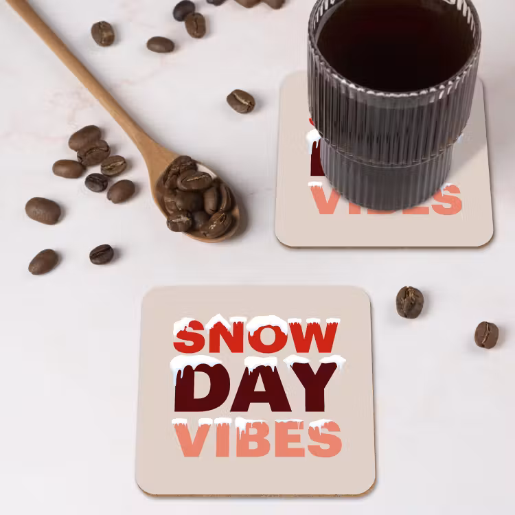 Onderzetter - Sneeuw - Kerst - Tekst - Rood — 4