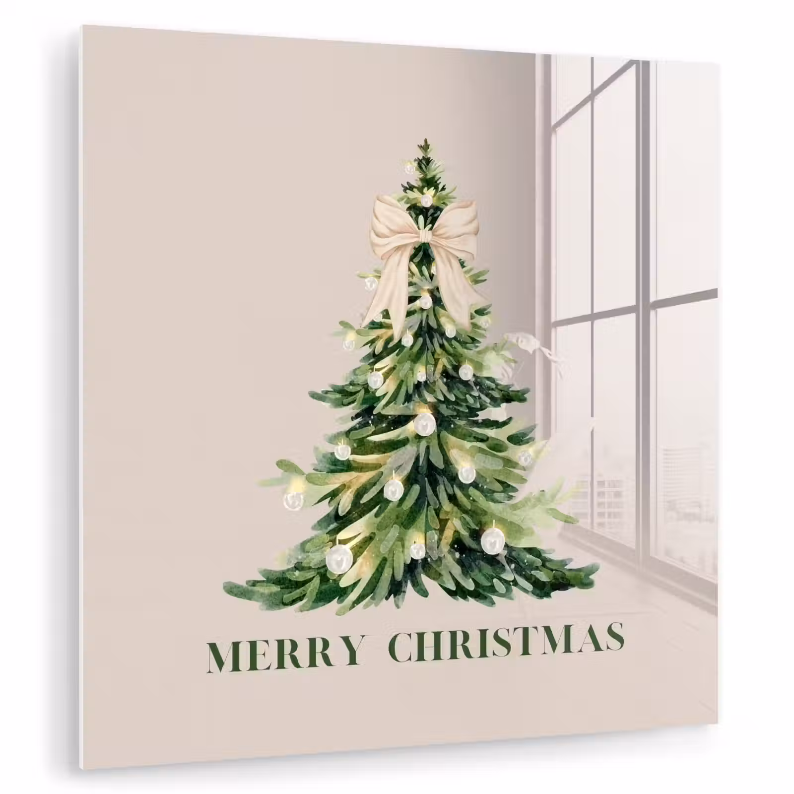 Glas schilderij - Kerst - Kerstboom - Tekst — 1