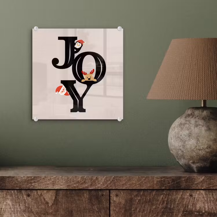 Glas schilderij - Joy - Animatie - Zwart - Kerst — 4