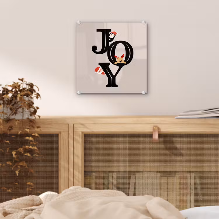 Glas schilderij - Joy - Animatie - Zwart - Kerst — 5
