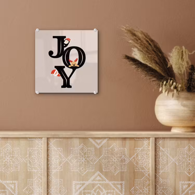 Glas schilderij - Joy - Animatie - Zwart - Kerst — 6