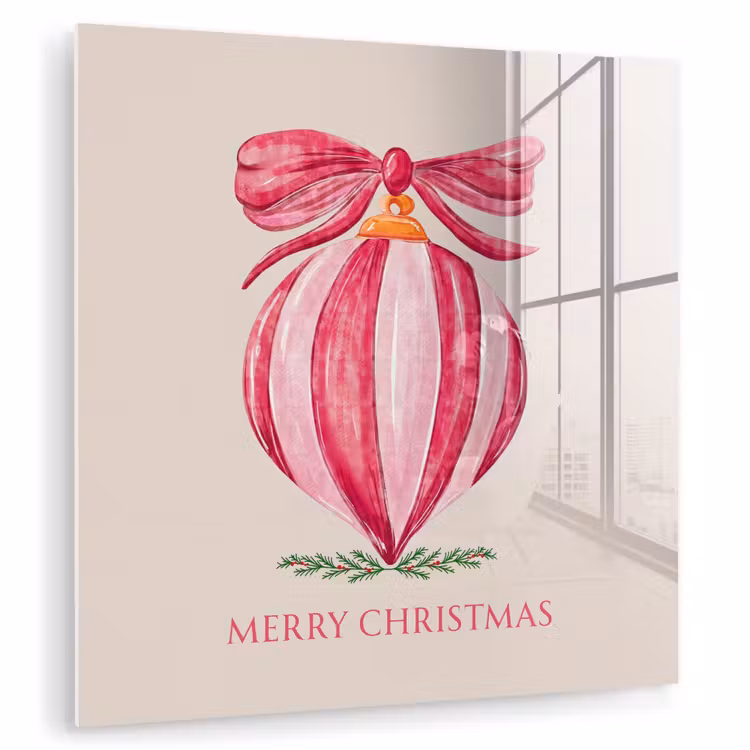 Glas schilderij - Kerst - Kerstbal - Tekst — 1