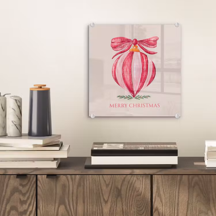 Glas schilderij - Kerst - Kerstbal - Tekst — 2