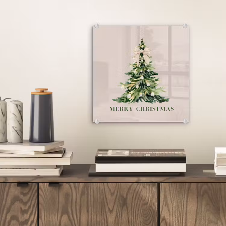 Glas schilderij - Kerst - Kerstboom - Tekst — 2