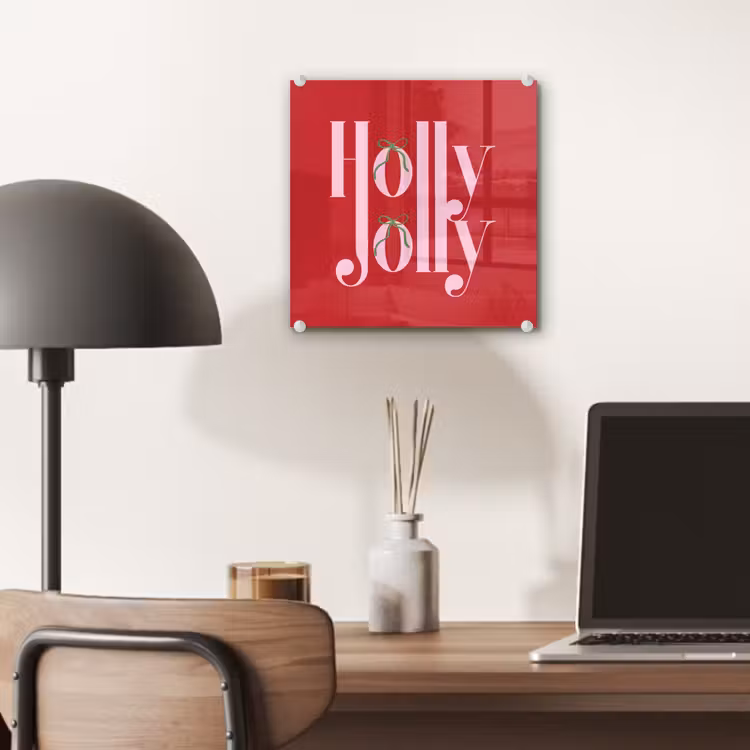 Glas schilderij - Kerst - Roze - Rood - Tekst — 7