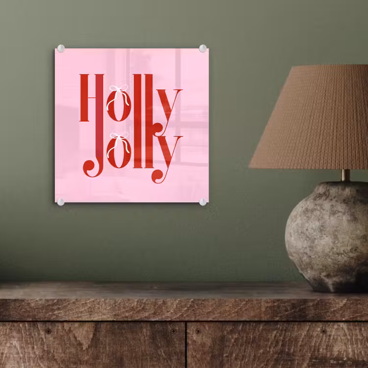 Glas schilderij - Kerst - Tekst - Rood - Roze — 4