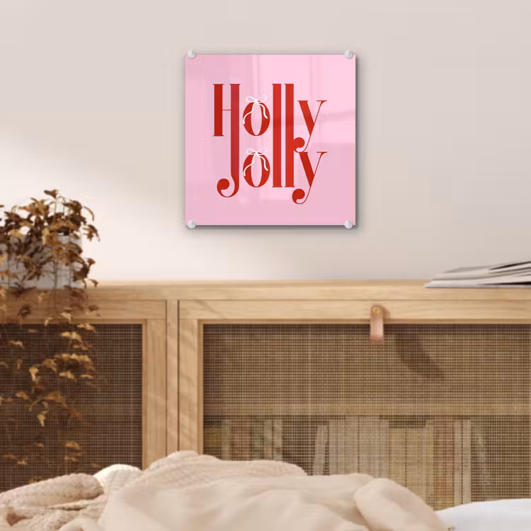Glas schilderij - Kerst - Tekst - Rood - Roze — 5