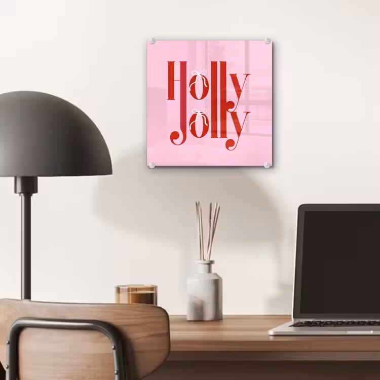Glas schilderij - Kerst - Tekst - Rood - Roze — 7
