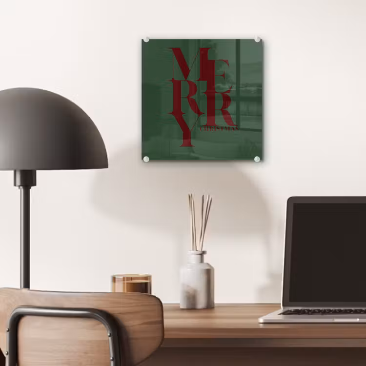 Glas schilderij - Merry - Tekst - Groen - Kerst — 7