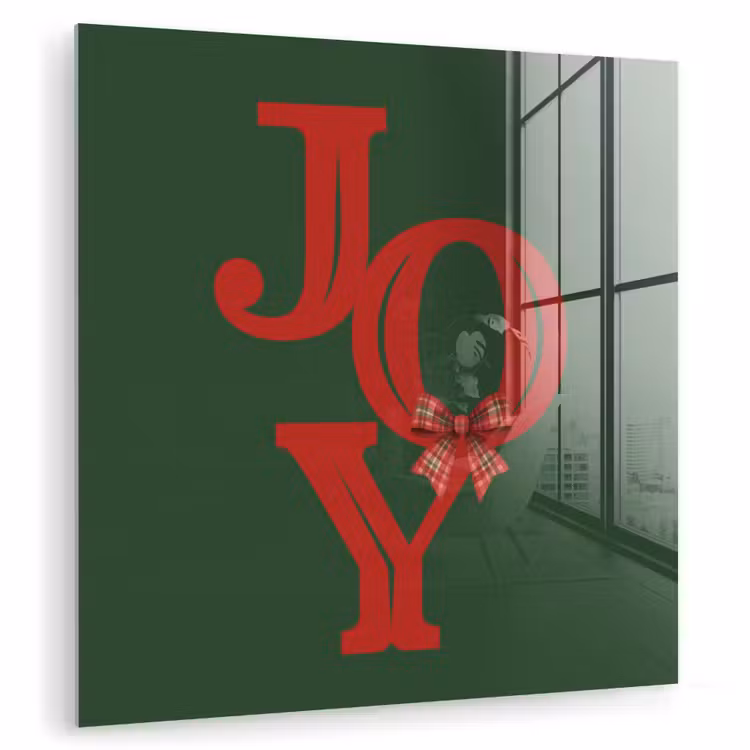 Glas schilderij - Tekst - Kerst - Rood — 1