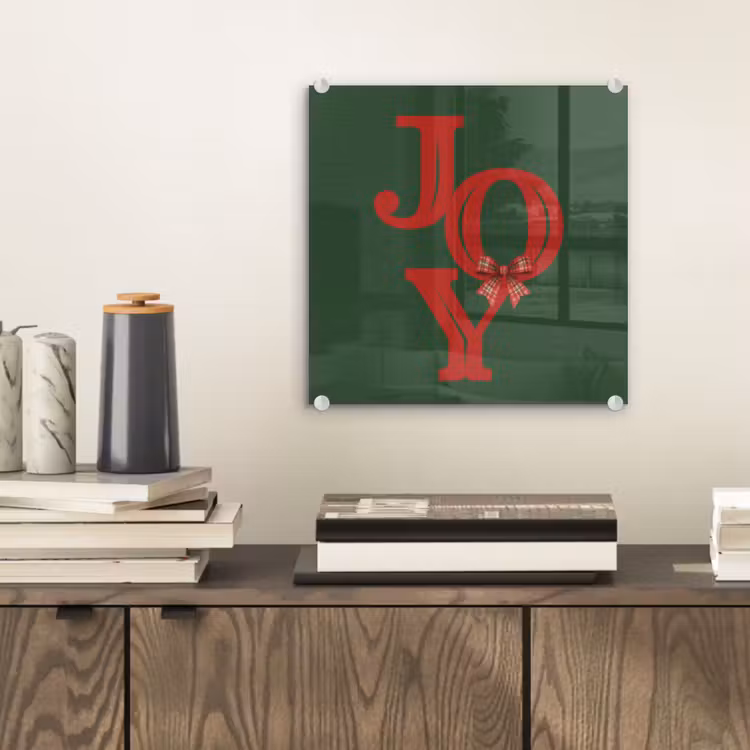 Glas schilderij - Tekst - Kerst - Rood — 2