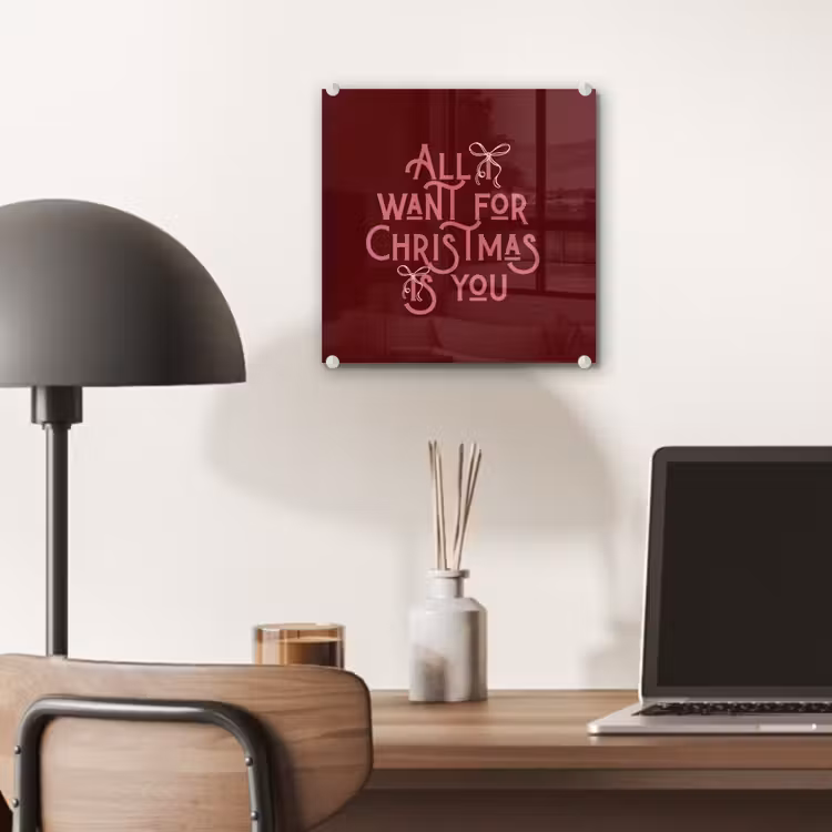 Glas schilderij - Tekst - Kerst - Rood - Roze — 7