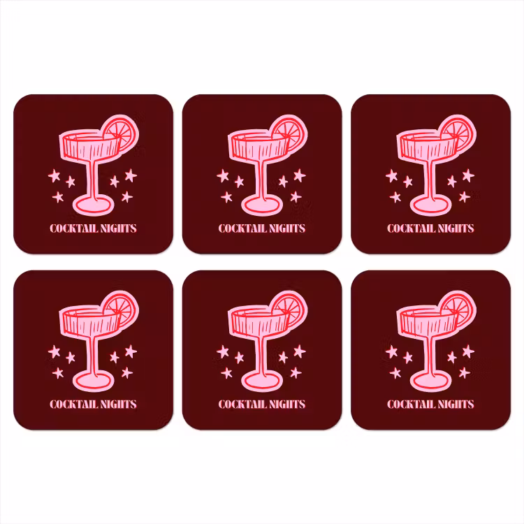 Onderzetter - Cocktail - Kerst - Burgundy - Roze — 1