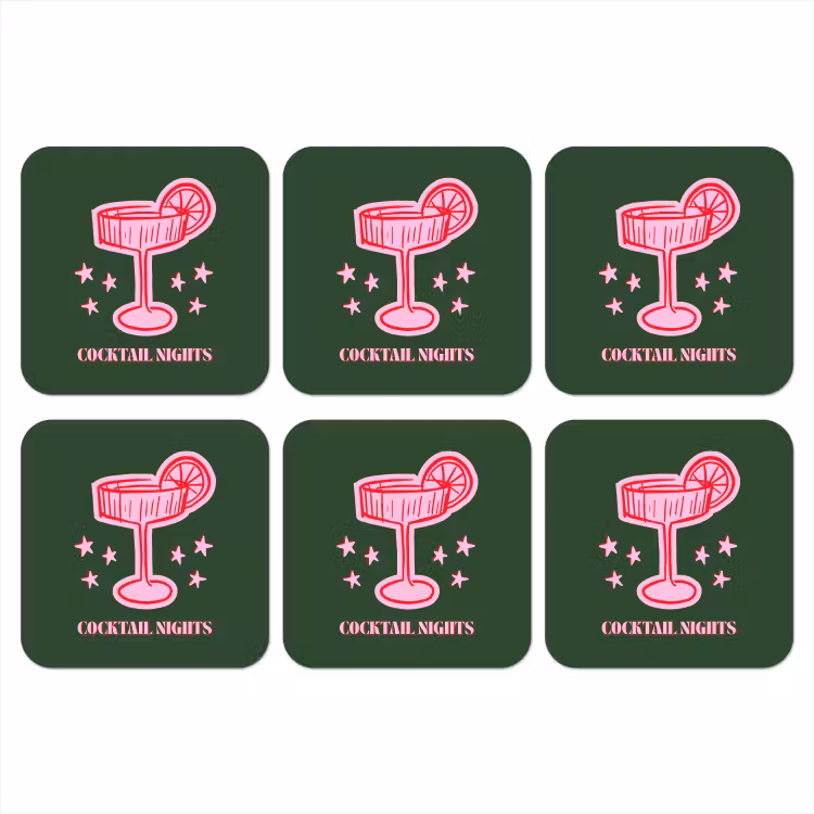 Onderzetter - Cocktail - Kerst - Roze - Groen — 1