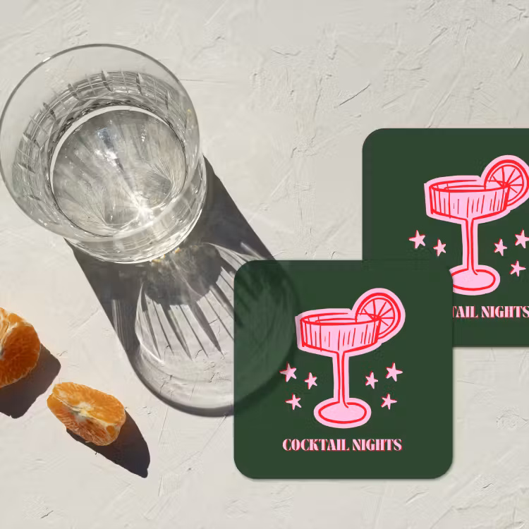 Onderzetter - Cocktail - Kerst - Roze - Groen — 2