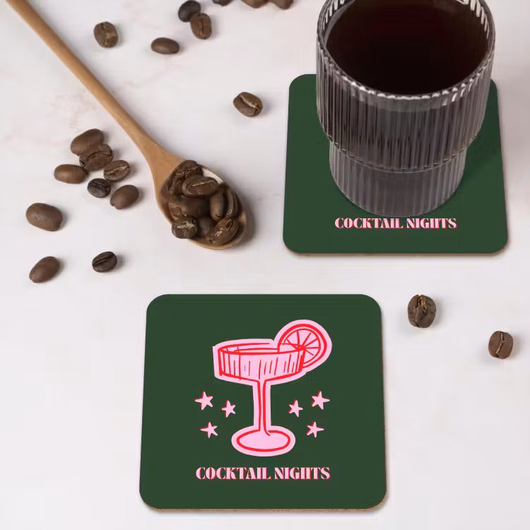 Onderzetter - Cocktail - Kerst - Roze - Groen — 4