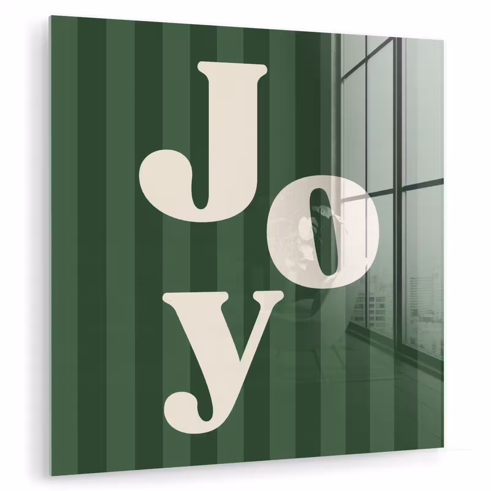 Glas schilderij - Joy - Kerst - Tekst - Groen — 1