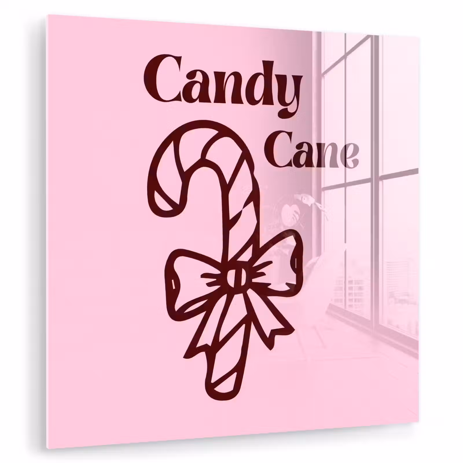 Glas schilderij - Kerst - Snoep - Tekst - Bruin - Roze — 1
