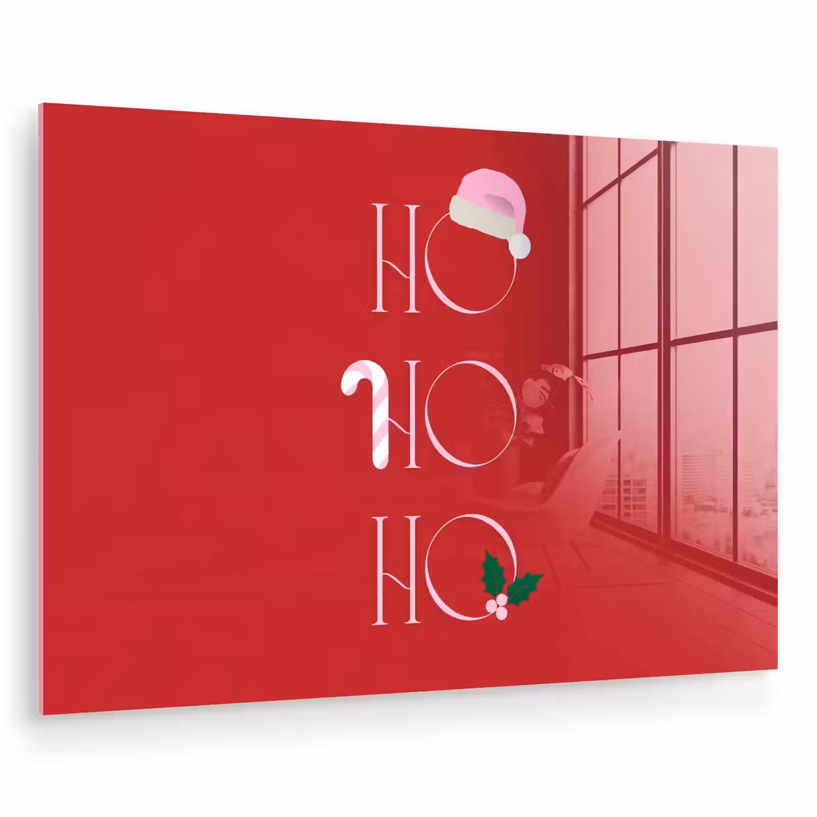 Glas schilderij - Kerst - Tekst - illustratie - Rood — 1