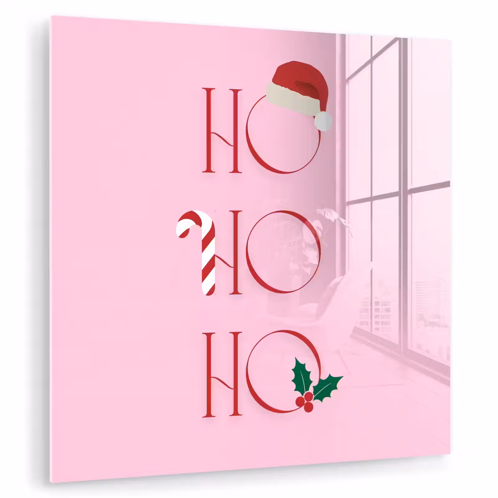 Glas schilderij - Kerst - Tekst - Roze - Illustratie — 1
